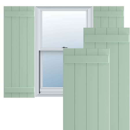 True Fit PVC, Four Board Joined Board-n-Batten Shutters, Seaglass, 21 1/2W X 25H